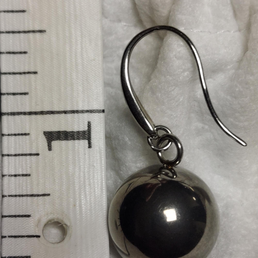 QVC Steel By Design 3/4" Round Ball Stainless Steel French Wire Earrings NEW - Picture 5 of 7